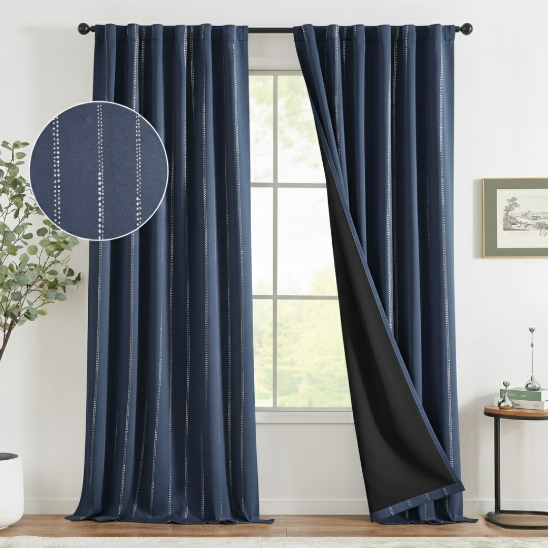 96 Inch Blackout Curtains Silver Foil Striped