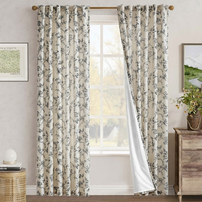 96 Inch Farmhouse Curtains Floral Pattern - Lined