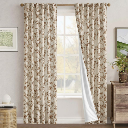 96 Inch Farmhouse Curtains Floral Pattern - Lined