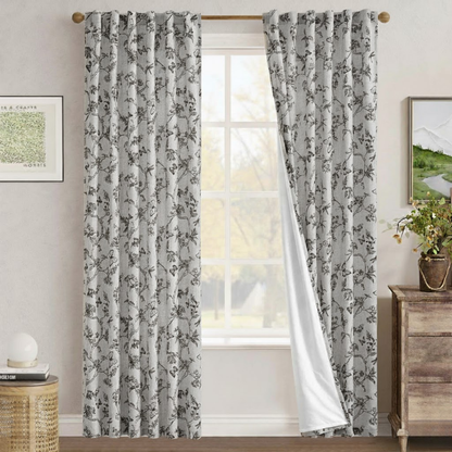 96 Inch Farmhouse Curtains Floral Pattern - Lined