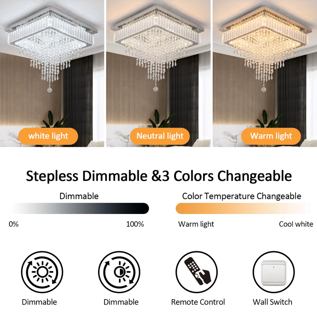 Crystal Chandelier Ceiling Light Smart LED
