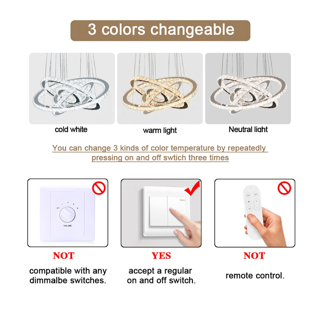 Luxury 5 Ring Crystal Chandelier