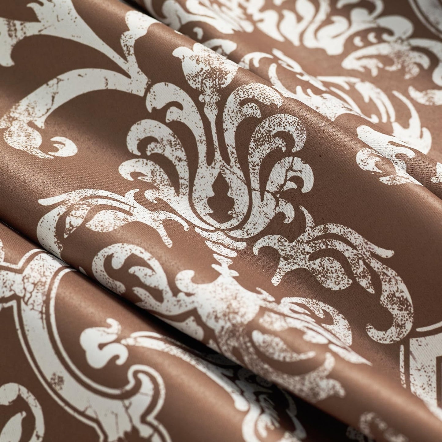 96 Inch Blackout Curtains Brown Damask Baroque