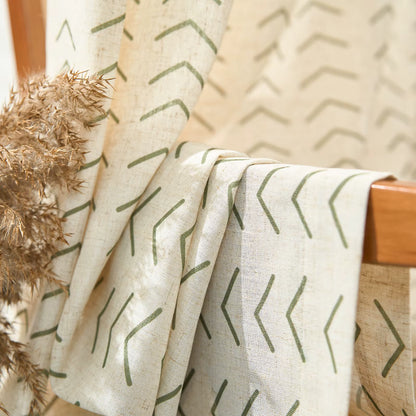 96 Inch Linen Curtains Boho Herringbone