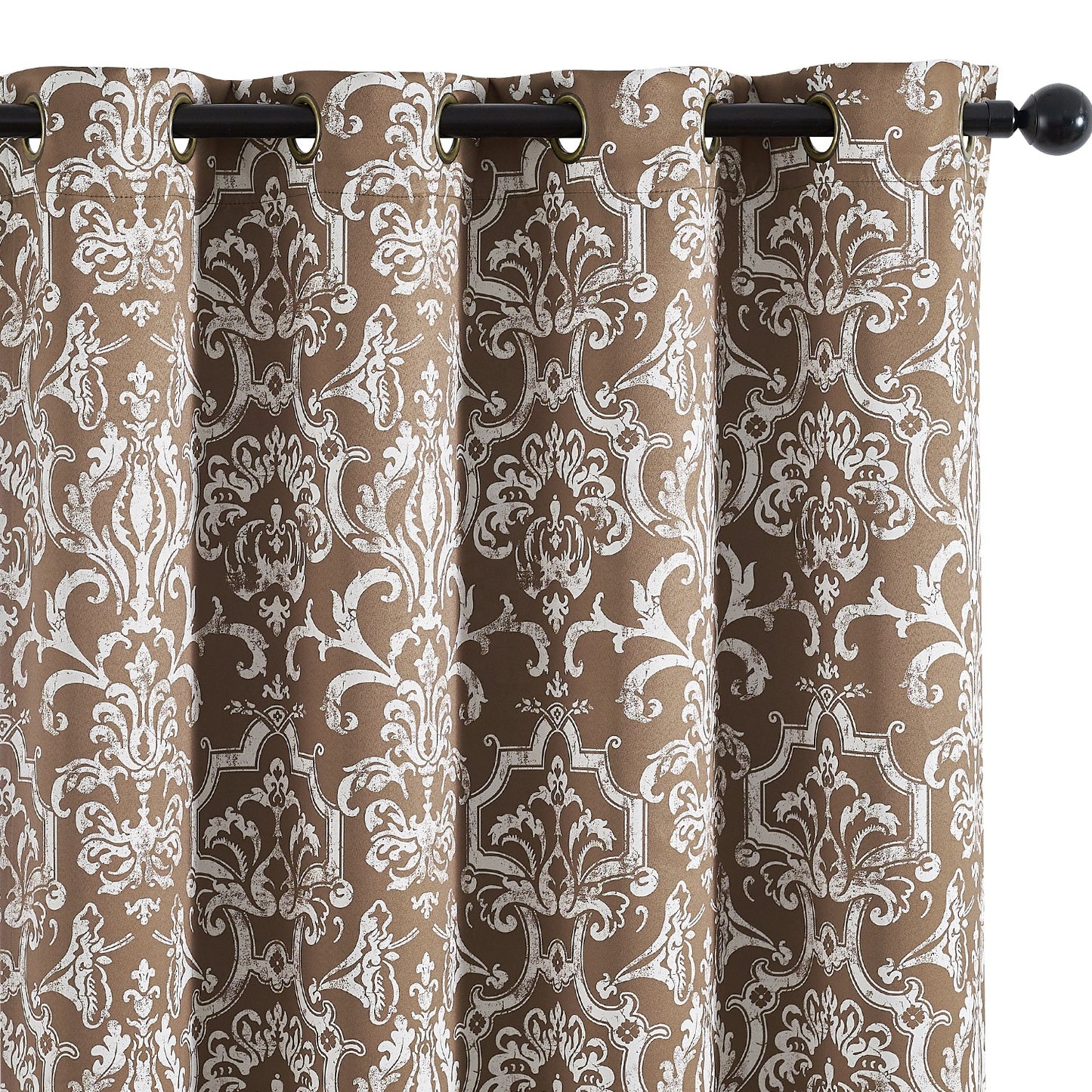 96 Inch Blackout Curtains Brown Damask Baroque