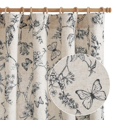 96 Inch Farmhouse Curtains Floral Pattern - Lined