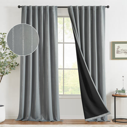 96 Inch Blackout Curtains Silver Foil Striped