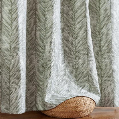 96 Inch Jacquard Curtains Blue Herringbone