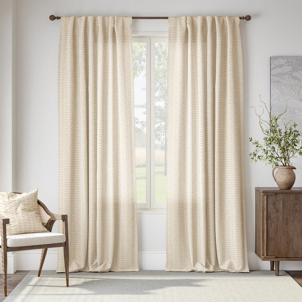 96 Inch Linen Curtains Boho Herringbone