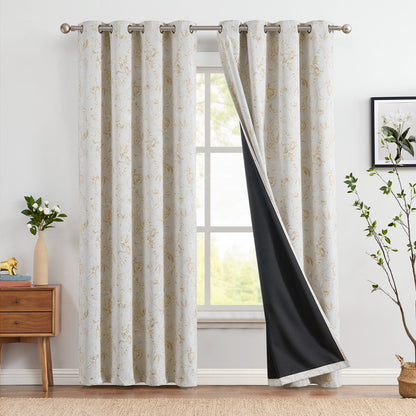 96 Inch Blackout Curtains Floral Pattern