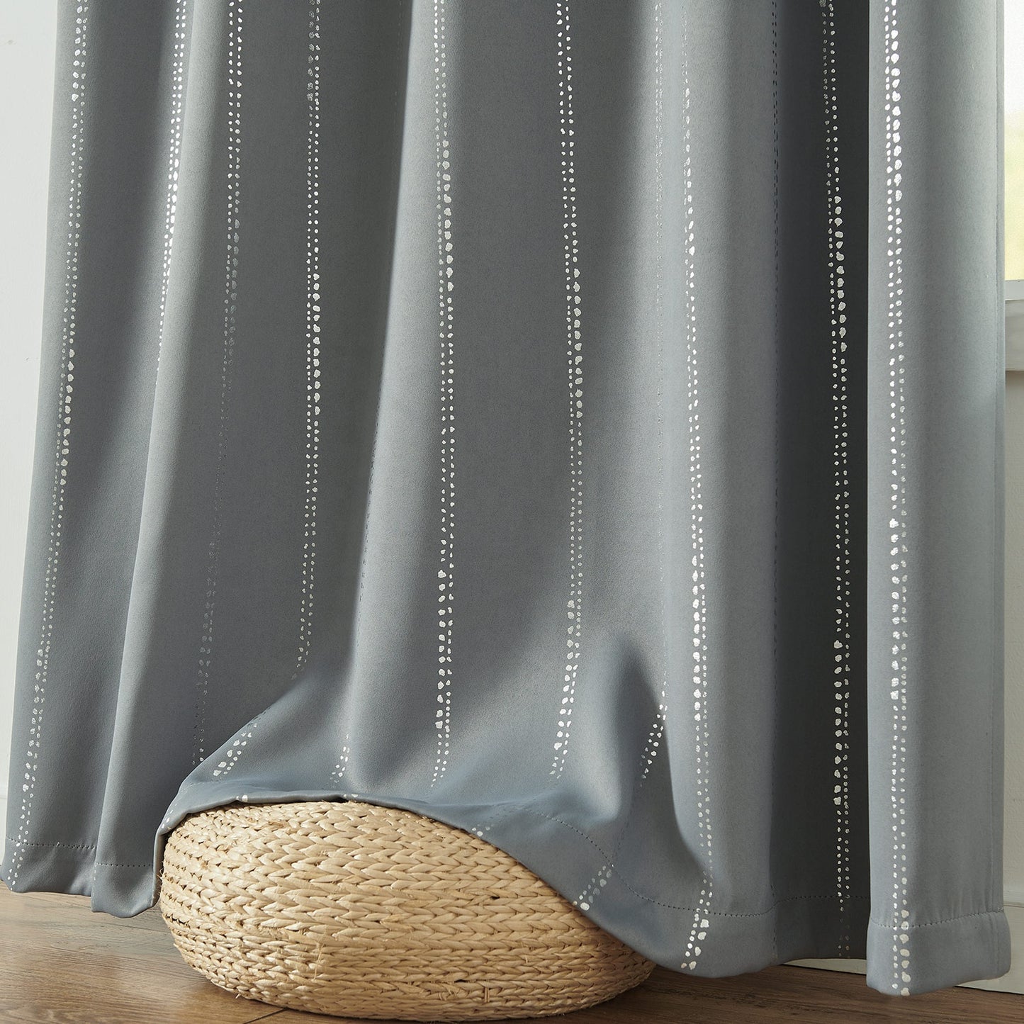 96 Inch Blackout Curtains Silver Foil Striped