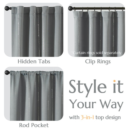 96 Inch Blackout Curtains Silver Foil Striped