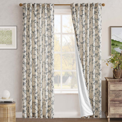 96 Inch Farmhouse Curtains Floral Pattern - Lined