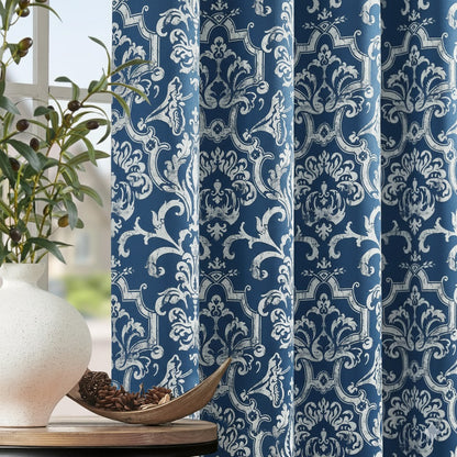 96 Inch Blackout Curtains Brown Damask Baroque